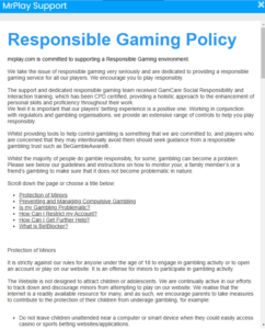 Jeu responsable MrPlay