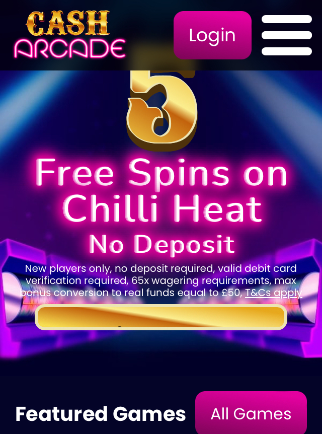 Cash Arcade 5 No Deposit Free Spins